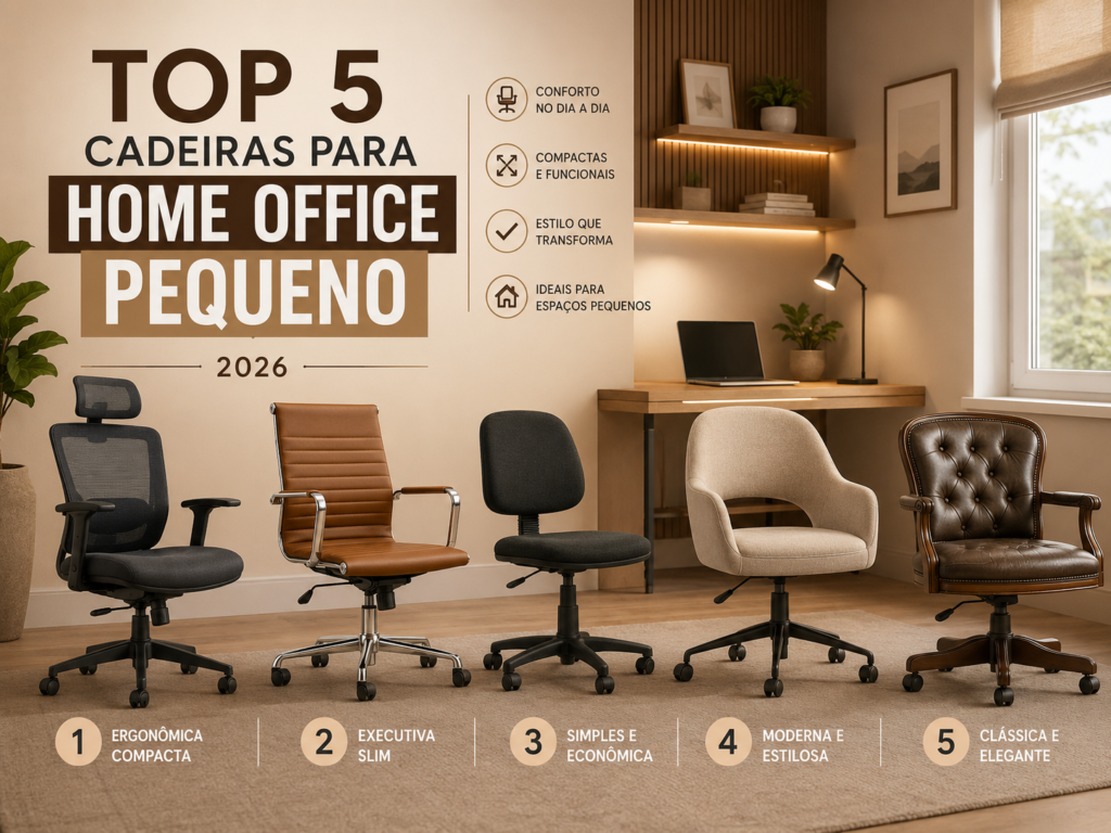 Top 5 cadeiras para home office pequeno com modelos compactos, ergonômicos, executivos e estilosos