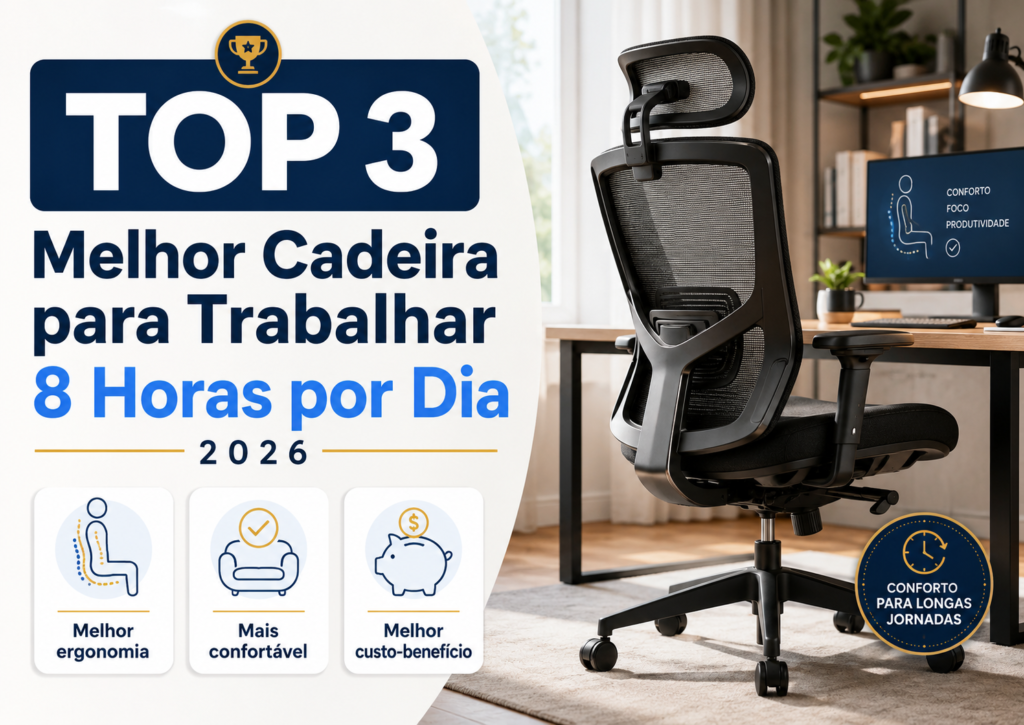 Melhor cadeira para trabalhar 8 horas por dia com apoio lombar, regulagens e conforto para home office