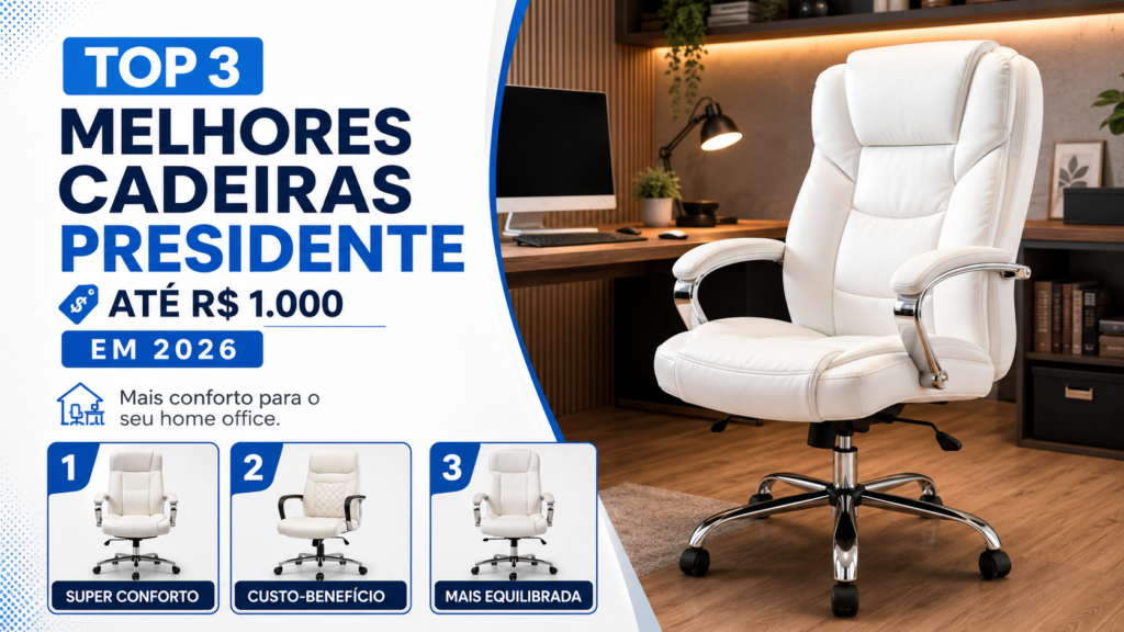 Top 3 melhores cadeiras presidente até R$ 1.000 em 2026